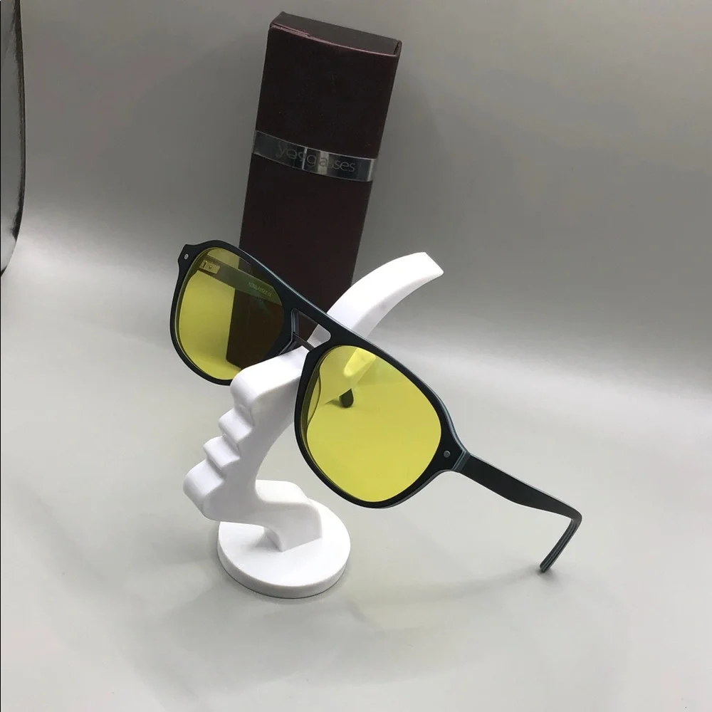 YesGlasses YesLook Grandpa Acetate Black Aviator Yellow Tinted Sunglasses Unisex